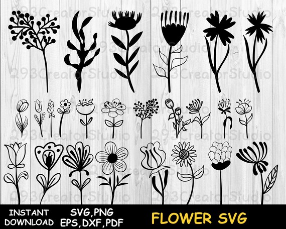 Download Flower Svg Floral Svg Garden Svg Wildflower Svg Flower Leaf Etsy