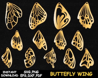 SVG Files for Cricut, Butterfly wing Earrings SVG, Earring Svg Template, Jewelry Hand Craft Gift Idea, Laser template svg cut files