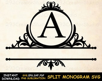 Split Monogram frame SVG Split Letter monogram svg Alphabet split font png Split Alphabet svg files Alphabet monogram wedding decor