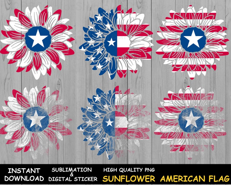 Download Sunflower American Flag PNG Sunflower Flag Sublimation | Etsy