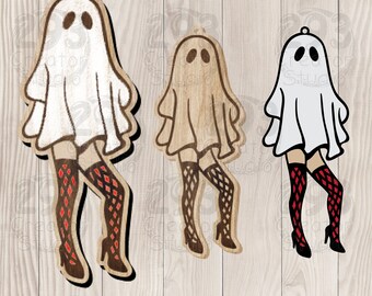 Orecchino di Halloween Svg, file Sexy Boo Cut, Idea regalo orecchini per mamma e donne, Orecchino fantasma carino SVG, File tagliati al laser in legno, DXF
