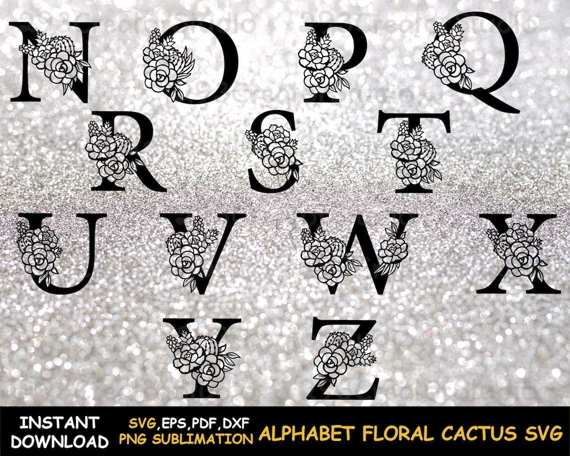 Alphabet Cactus Svg Floral Cactus Svg Desert Cactus Png - Etsy