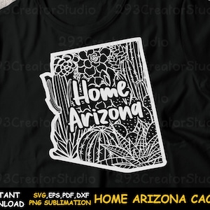 Desert Arizona PNG Shirt Print, Estado de Arizona SVG, Western Landscape svg Decal, Cactus Sublimation Design, Arizona Cactus Idea for Women
