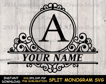 Split Monogram SVG Split Letter monogram svg Alphabet split font png Split Alphabet svg files Alphabet monogram wedding decor