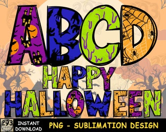 Alphabet Halloween Design, Spooky Season Png Sublimation Decoration, Halloween Gift Idea for Men and Women, Funny Halloween Png Design