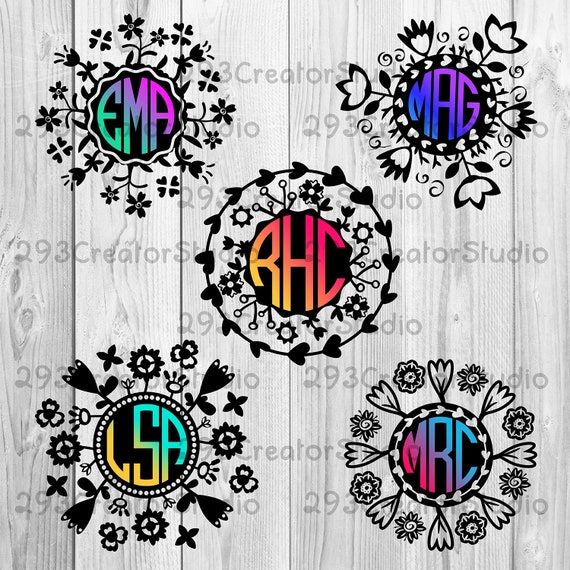 Download Flower Monogram Svg Flower Circle Frame Monogram Frames Flower Etsy