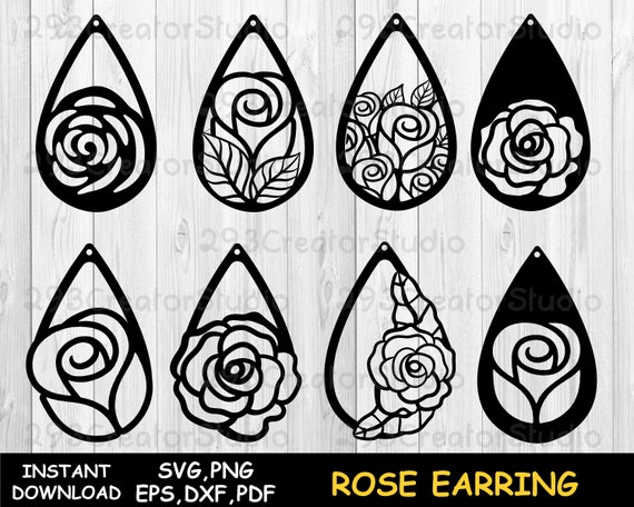 Download Rose Earring Svg Flower Earring Svg Leather Template Earring Etsy