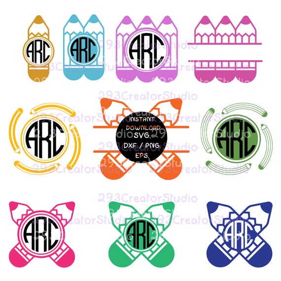 Download Pencil Monogram Teacher Svg Bundle