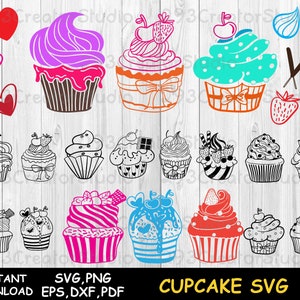 Cupcake svg bundle Birthday cake svg Dessert svg Chocolate cup cake svg cut file Birthday Party svg Cupcake clip art