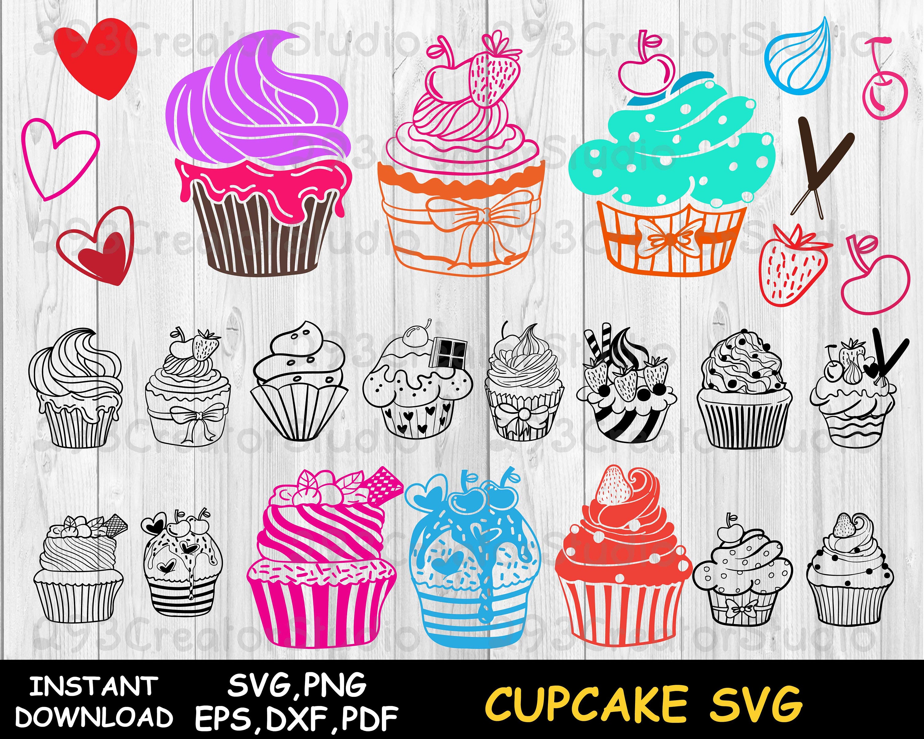 Download Cupcake Svg Bundle Birthday Cake Svg Dessert Svg Chocolate Cup Etsy