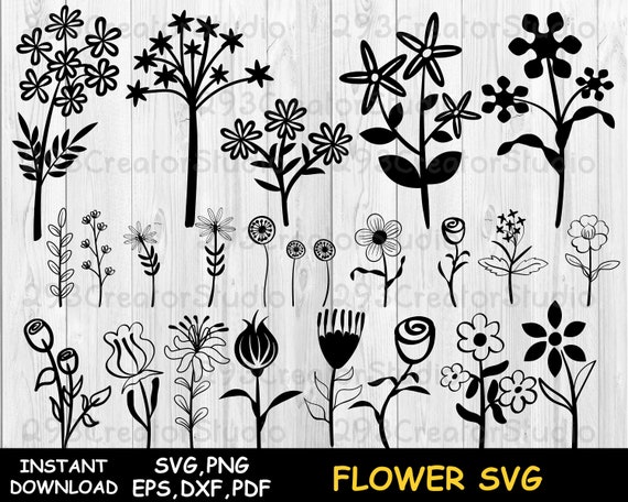 Download Wildflower Svg Plant Svg Floral Svg Silhouette Garden Svg Etsy