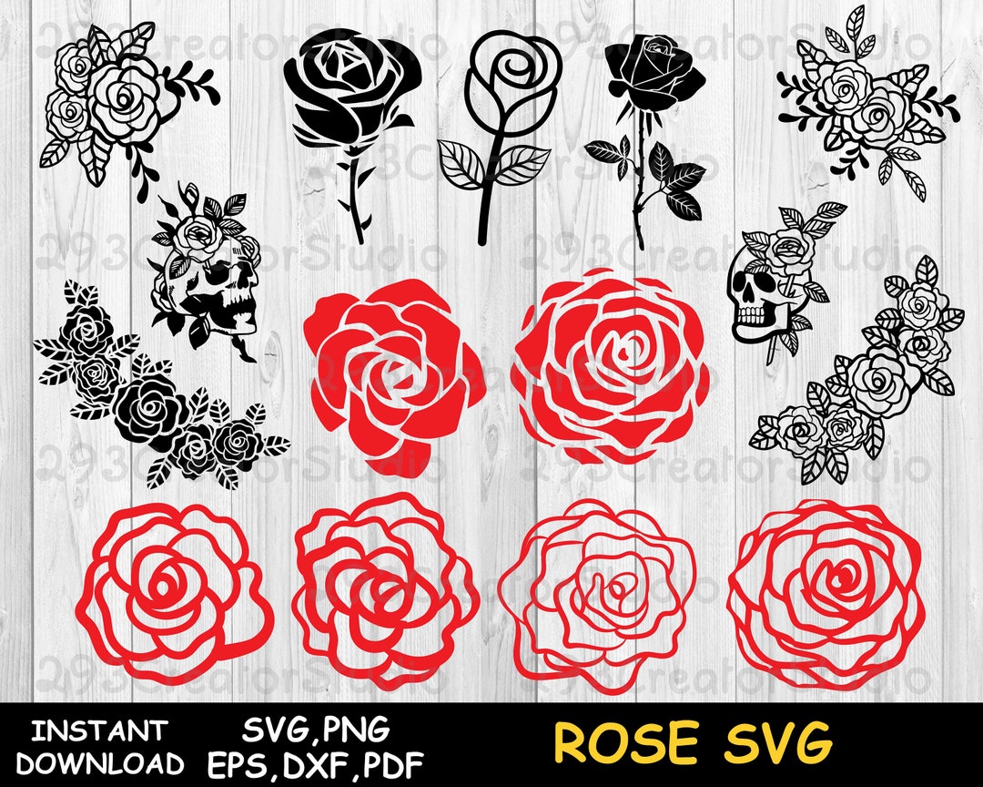 Rose Svg Bundle, Flower Svg, Valentine Clip Art Svg, Wedding Element ...