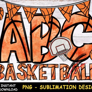 Basketball Alphabet Png, Letter and Number Sublimation Design, Hand Drawn Png Design, Basketball Fan Png Decor design, Font Clip Art Png