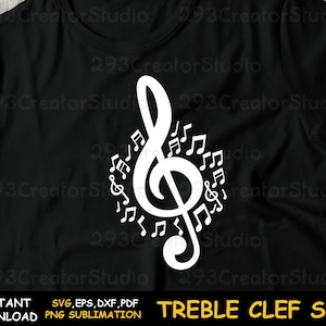 Treble clef svg Muzieknoot svg Muziekliefhebber svg bestand voor cricut maker Valentine muzieknoot svg Love song svg Treble clef svg bundel
