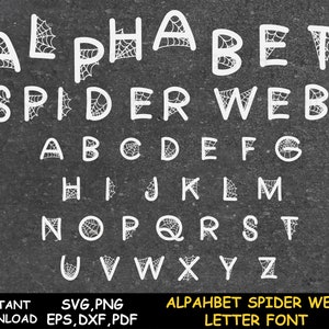 Alphabet Spider Web svg, Halloween Text Decor svg, Spider Web Letter Font, Halloween Letters Decoration Template Design