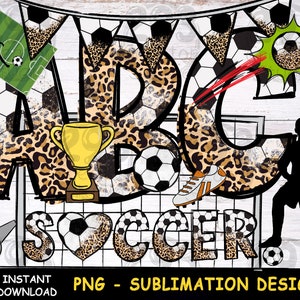 Soccer Leopard Font Design Png, Letter and Number Sublimation Design, Hand Drawn Png Design, Soccer Fan Png Decor design, Font Clip Art Png