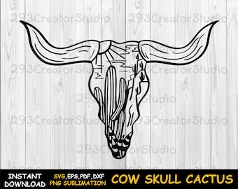 Cow Skull SVG Cut files, Desert Landscape Png Shirt Print, Western Png Sublimation Design, Wild West SVG, Bull Skull Png Shirt Print