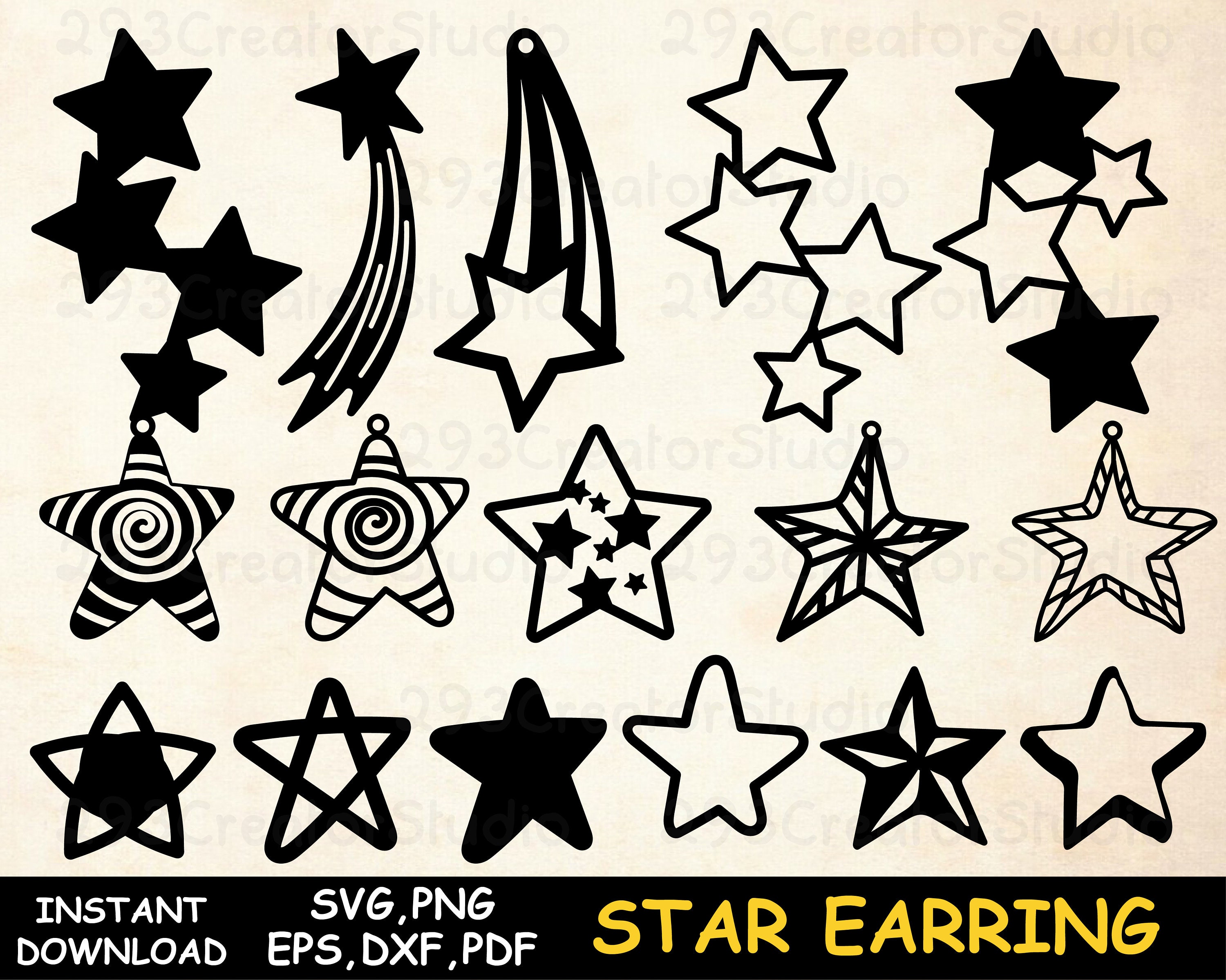 Star Earring Svg Leather Earring Svg Star SVG Template Earring - Etsy