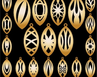 Orecchini geometrici moderni SVG, eleganti orecchini ovali SVG Bundle, modelli laser per Cricut, Glowforge, Silhouette fai da te Design di gioielli