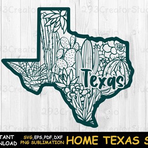 Texas Cactus PNG Shirt, State of Texas svg Mug Press, Wall Art svg Files, Home Texas svg, Desert Landscape Shirt Design Cactus landscape svg image 1