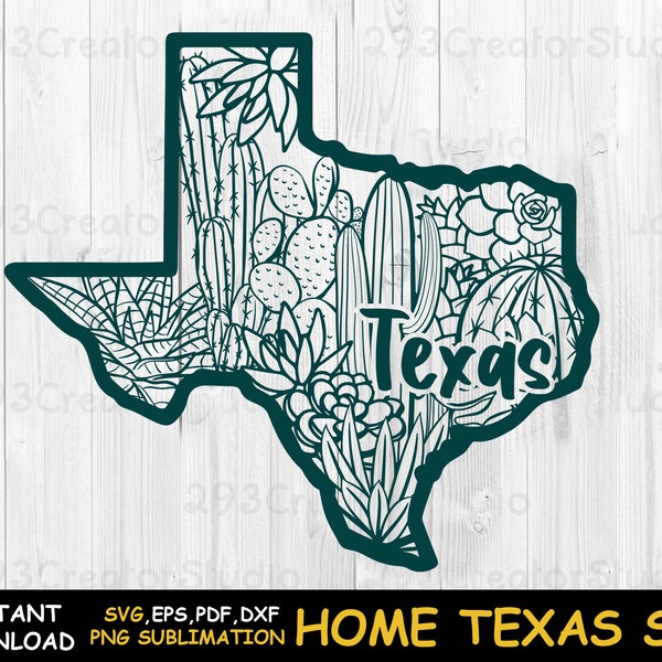 Texas Cactus PNG Shirt, State of Texas svg Mug Press, Wall Art svg Files, Home Texas svg, Desert Landscape Shirt Design Cactus landscape svg