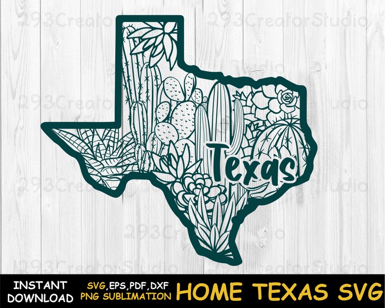 Texas Cactus PNG Shirt, State of Texas svg Mug Press, Wall Art svg Files, Home Texas svg, Desert Landscape Shirt Design Cactus landscape svg image 1