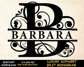 Wedding Monogram SVG Cut Files, Alphabet Split Monogram Mug Press Gift, Wedding Design for Card Decoration, Monogram Design for Couple Name