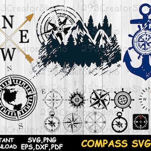 Albero di montagna bussola svg Ancora bussola svg Escursionismo bussola svg Campeggio bussola svg Ancora marinaio svg Sopravvivenza png Tattoo design svg