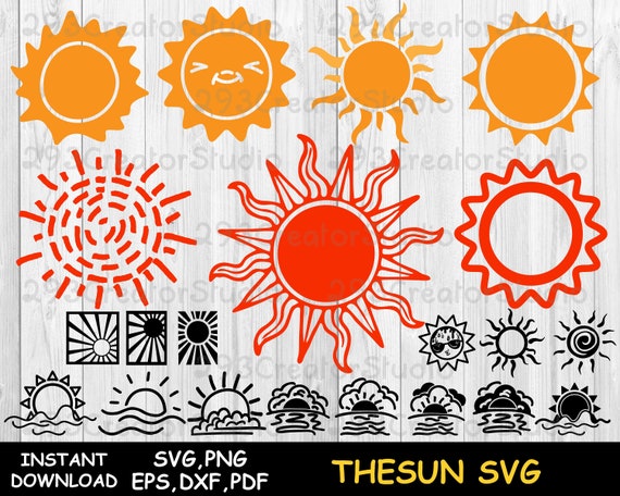 Download Sun Svg Bundle Sun Clip Art Summer Svg Beach Svg Sunrise Svg Etsy