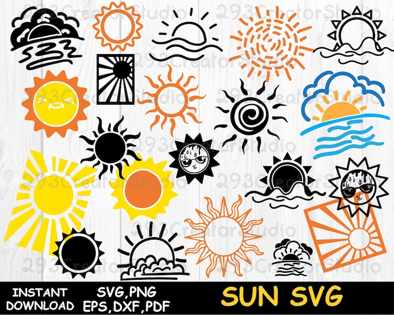 Sun Svg Sunrise Svg Summer Beach Sun Logo Sun Silhouette Clip Etsy