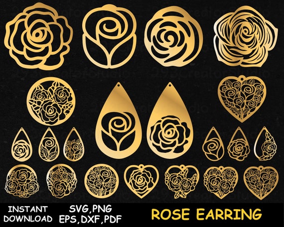 Download Rose Earring Svg Flower Earring Svg Leather Template Earring Etsy