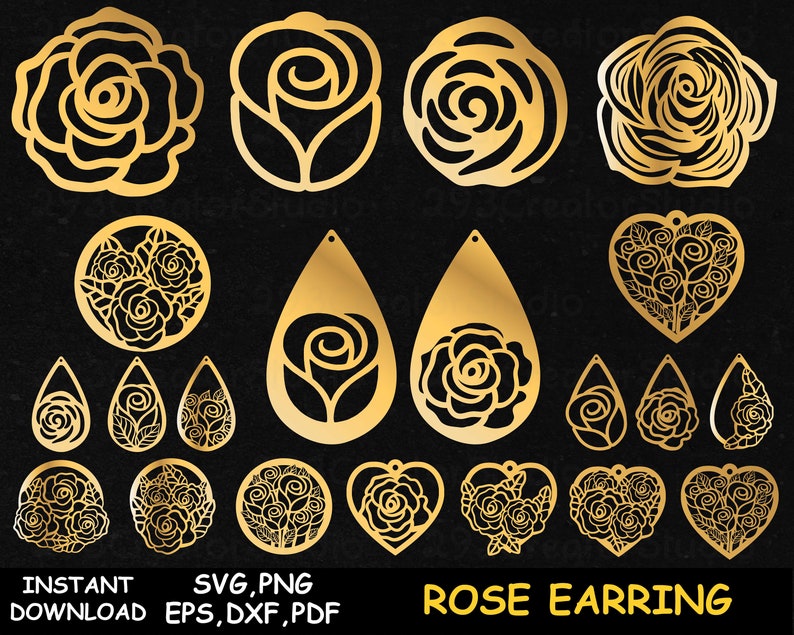 Download Rose Earring svg Flower earring SVG leather template ...