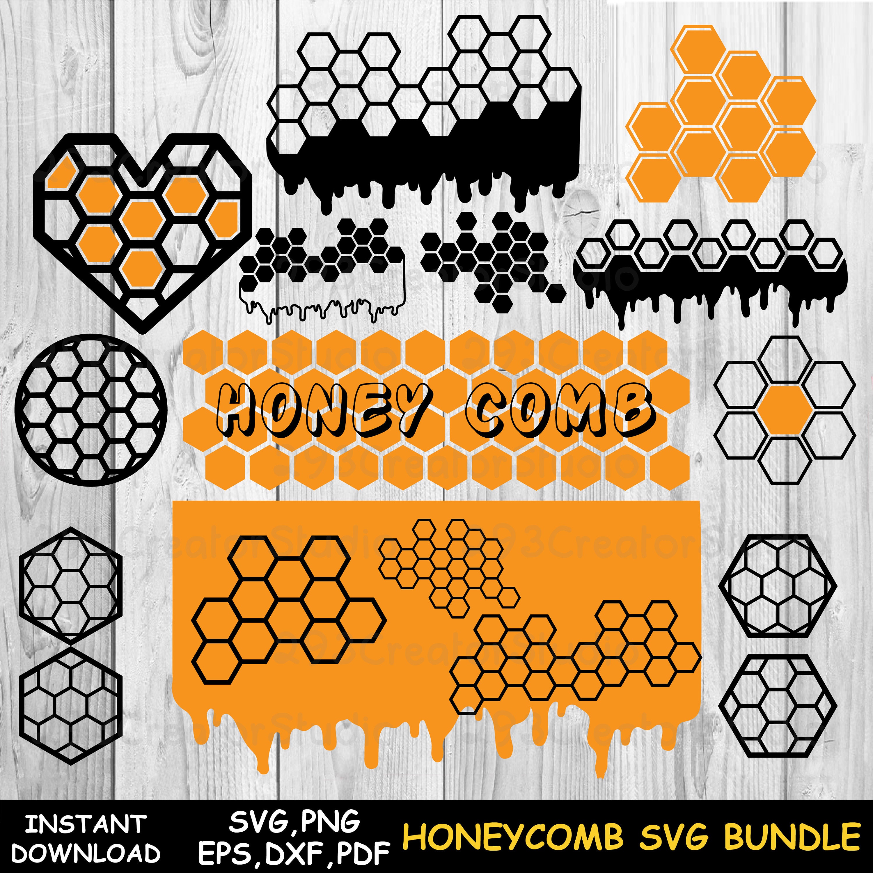 Download Honeycomb Svg Bundle Honey Drips Svg Honey Bee Svg Beehive Svg Etsy
