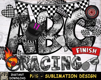 Sport Racing Alphabet, PNG Sublimation Letter Font Design, Tire Tracks Hand Drawn Letter Outlines, Race Car PNG Design, Gift Idea for Dad