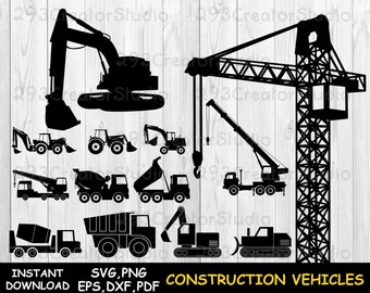 Construction svg Tractor svg labor svg Exacavator Svg VEHICLES svg Crane vector  fathers day svg Silhouette Construction cut files png dxf