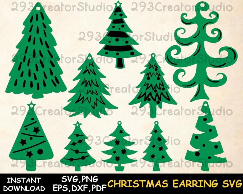 Tree Earring Svg Christmas Tree Svg File for Cricut Christmas Etsy