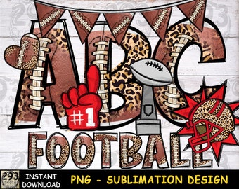 Alphabet Football Leopard PNG Design, Football Clip Art Png Sublimation, Alphabet Hand Drawn PNG for Shirt Decoration