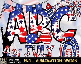 Decorazioni del giorno dell'indipendenza, PNG dell'alfabeto scarabocchio, bandiera americana disegnata a mano, clip art per celebrare il giorno dell'indipendenza