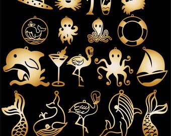 Orecchini nautici, Clipart estivi, Orecchini sirena svg, Orecchini onda DXF, File tagliati al laser per orecchini in pelle, Modello laser DXF, Regalo per donne