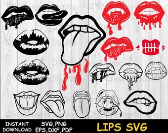 Dripping Lips svg Vampire Lips SVG Blood lips svg lips bundle svg Mouth svg Halloween  svg blooming lips svg Kiss svg