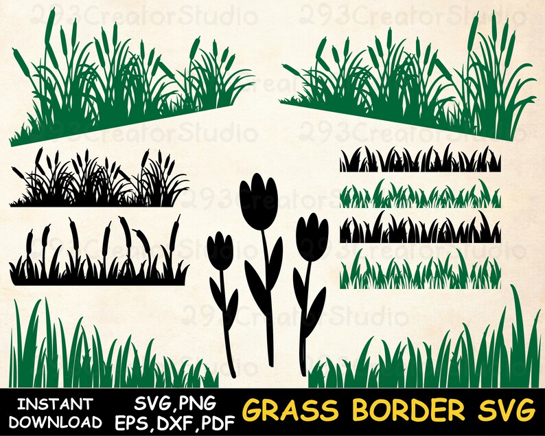 Download Tulip garden Grass Svg Grass Bundle svg CATTAILS SVG Plant svg | Etsy