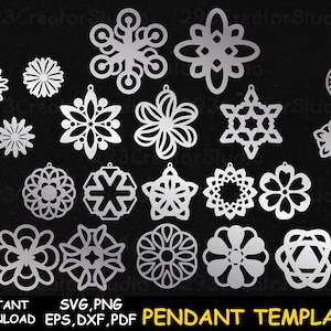 Flower Earring SVG Pendant template Earrings svg template Mandara Earring SVG Bundle Leather earring cutfiles Jewelry svg template