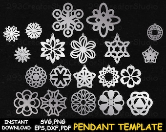 Flower Earring SVG Pendant template Earrings svg template Mandara Earring SVG Bundle Leather earring cutfiles Jewelry svg template