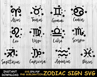 Zodiac sign SVG Zodiac Star svg Capricorn svg Sagittarius svg Astrology signs zodiac signs months svg