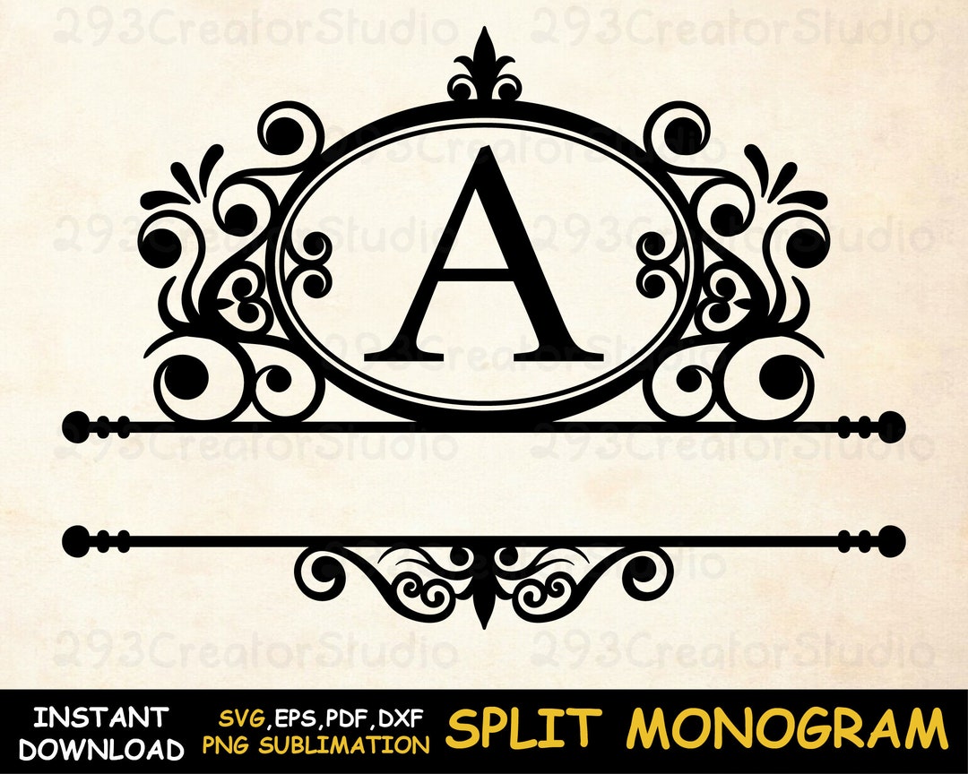 Split Oval Monogram Svg Split Monogram Svg Alphabet Monogram - Etsy