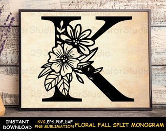 Alphabet Floral Font svg, Split Letter svg, Alphabet Flower svg, Wedding font decor svg, Floral wedding svg, Alphabet decal svg