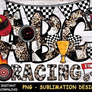 Design de alfabeto de mãe de corrida, bandeira quadriculada e design de sublimação de pele de leopardo, letra do alfabeto para impressão de camisa, ideia de presente para mulheres