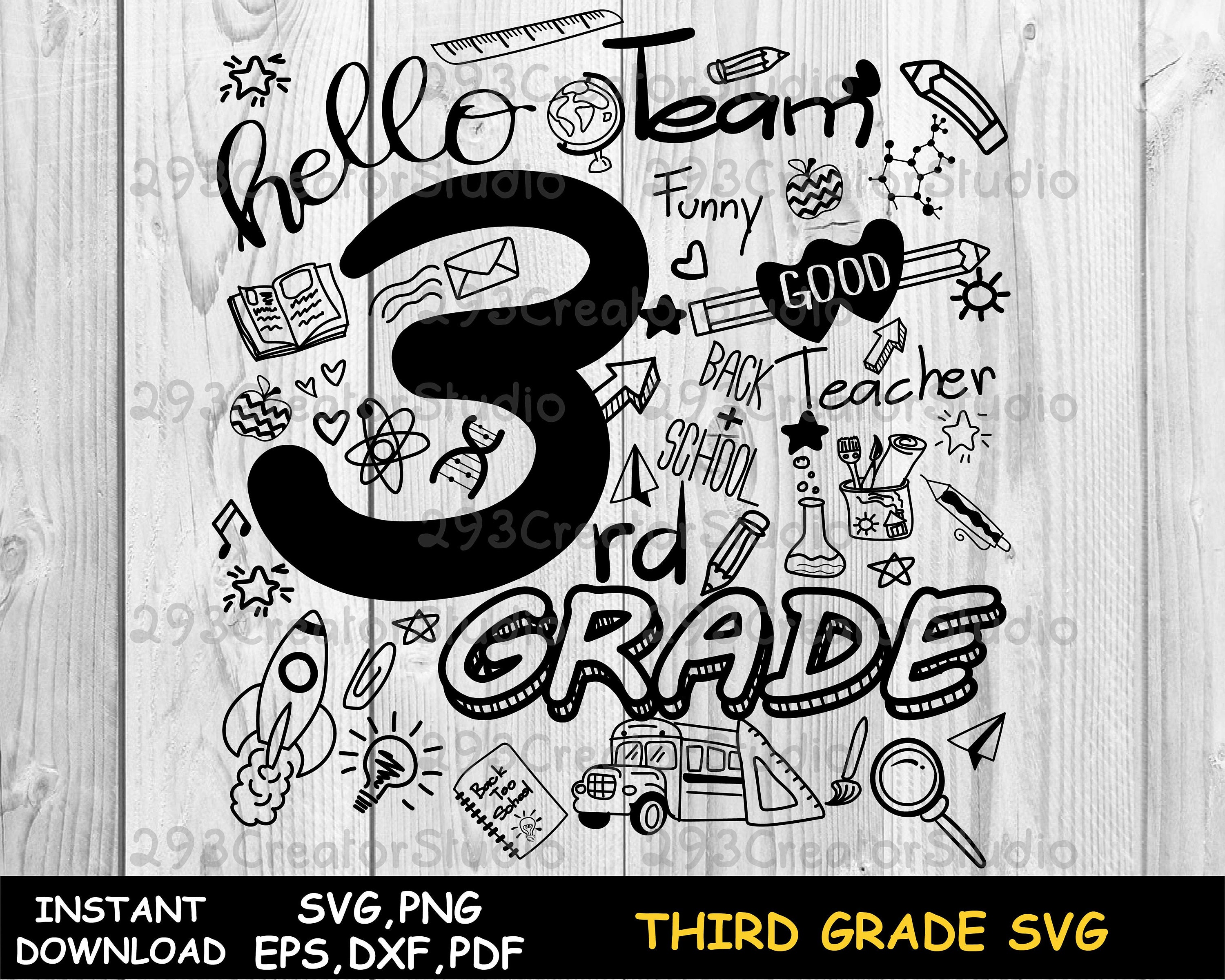 Papercraft Craft Supplies Tools 3rd Grade Teacher Shirt Back To