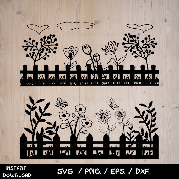 Download Flower Garden Svg Floral Svg Fence Svg Grass Svg Garden Etsy