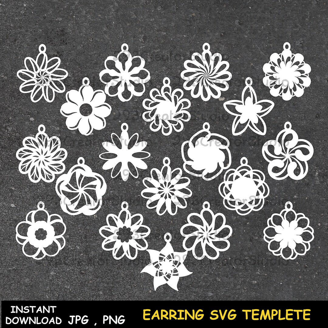 Earrings Svg Template Pendant Template Flower Earring SVG - Etsy